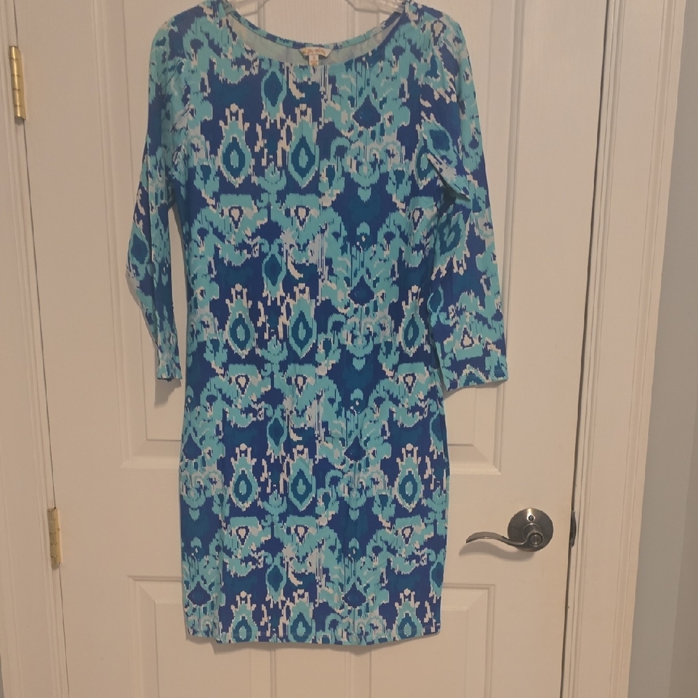 All For Color Teal and Blue Long Sleeve Dress